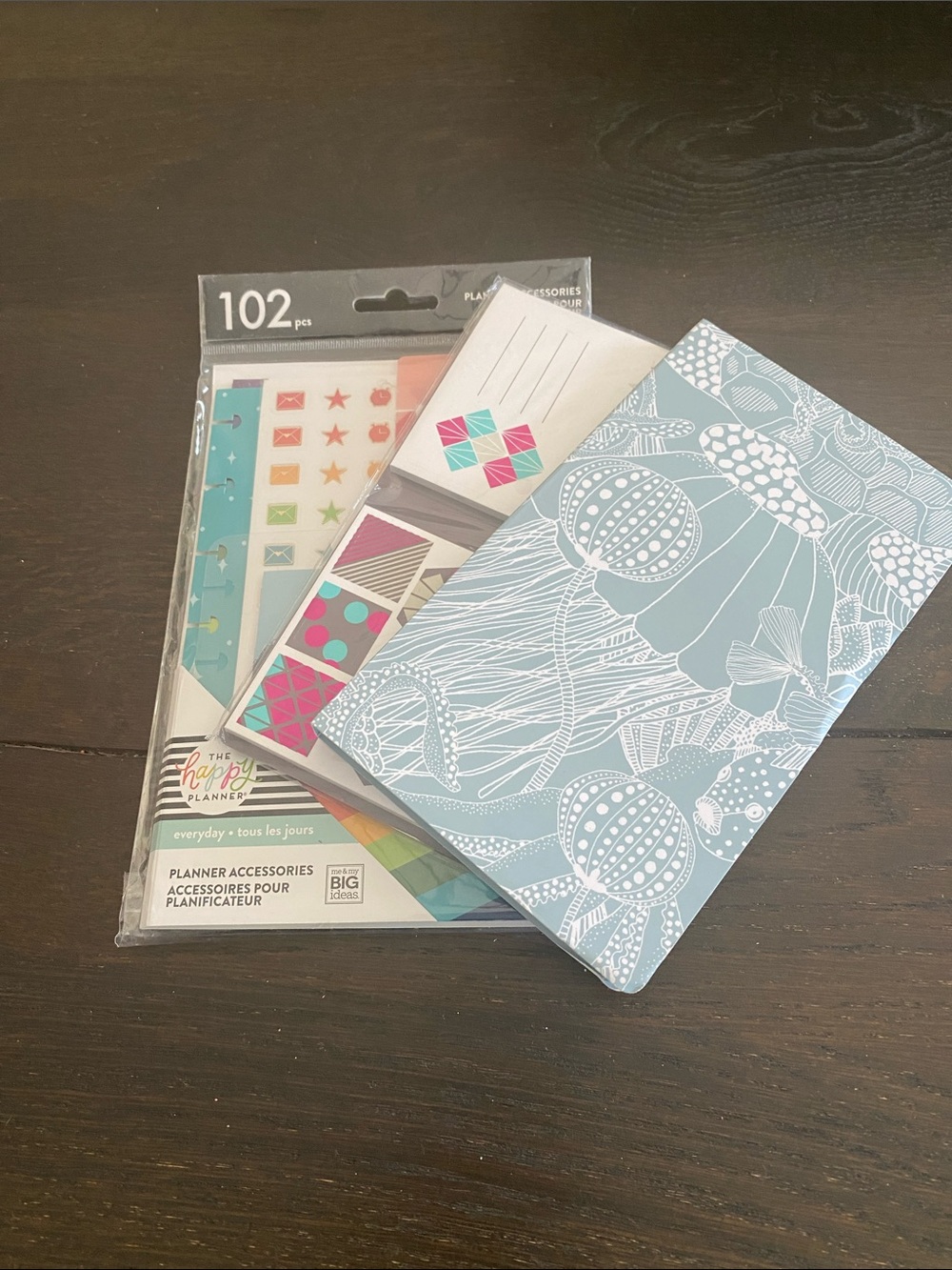 The Happy Planner Blue Floral Notebook with Colorful Sticker Set